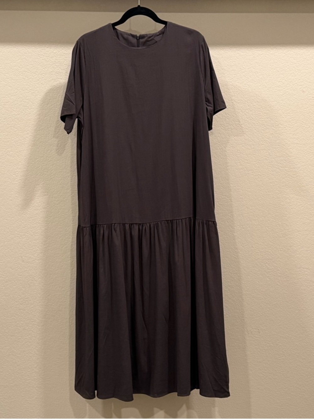 Dark Brown Women’s Midi Dress with Ruffle XL - Classic Minimalist